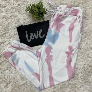 Belinda Tie Dye Joggers 💗 White Pink & Blue